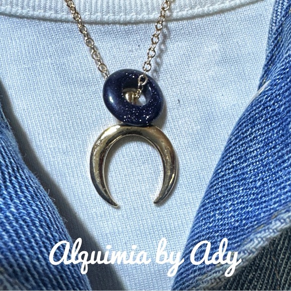 Alquimia Gold and Blue Necklace - Picture 2 of 2